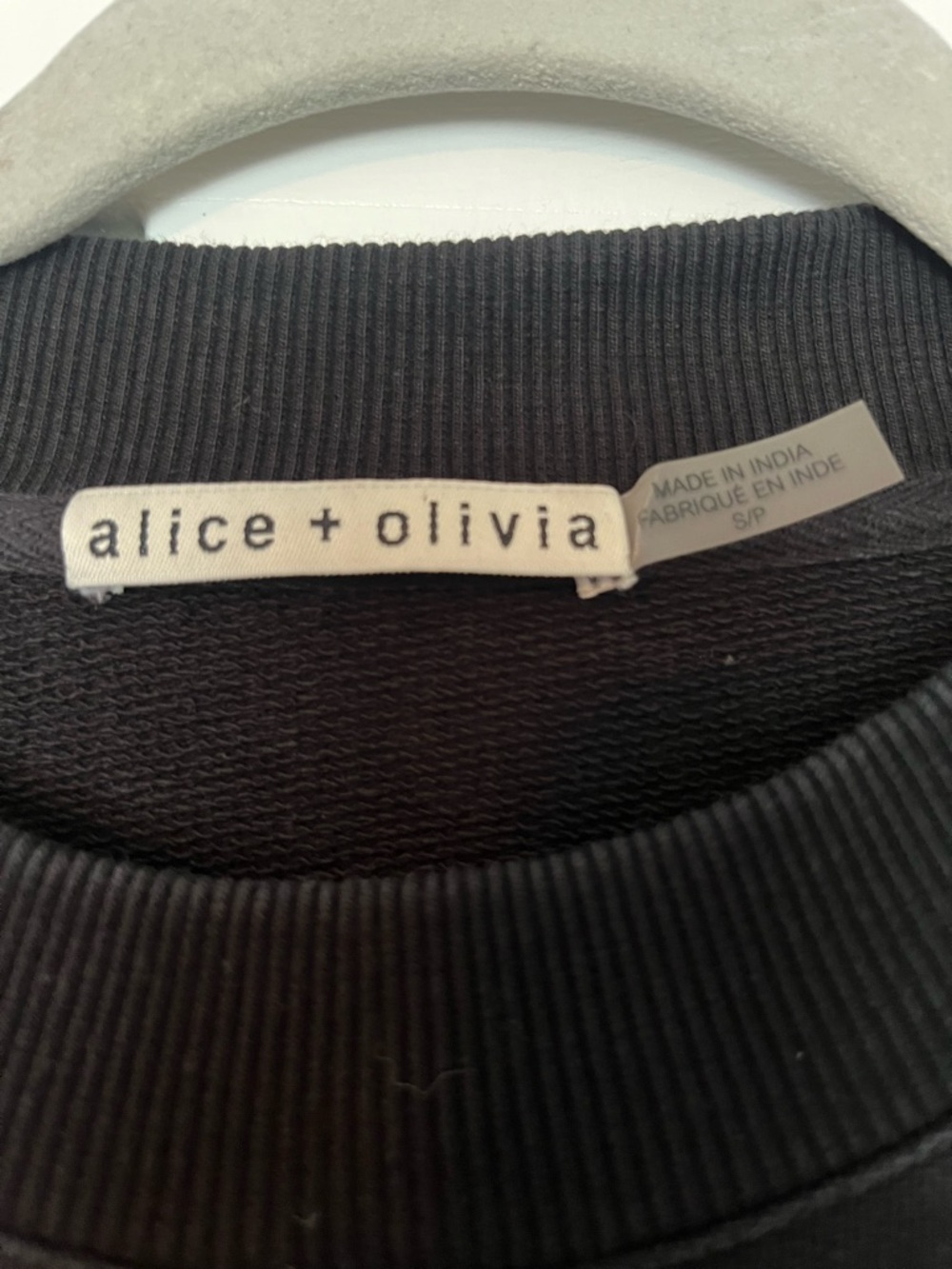 Alice + Olivia Denver “miss you” black crewneck sweatshirt size s - Picture 3 of 6